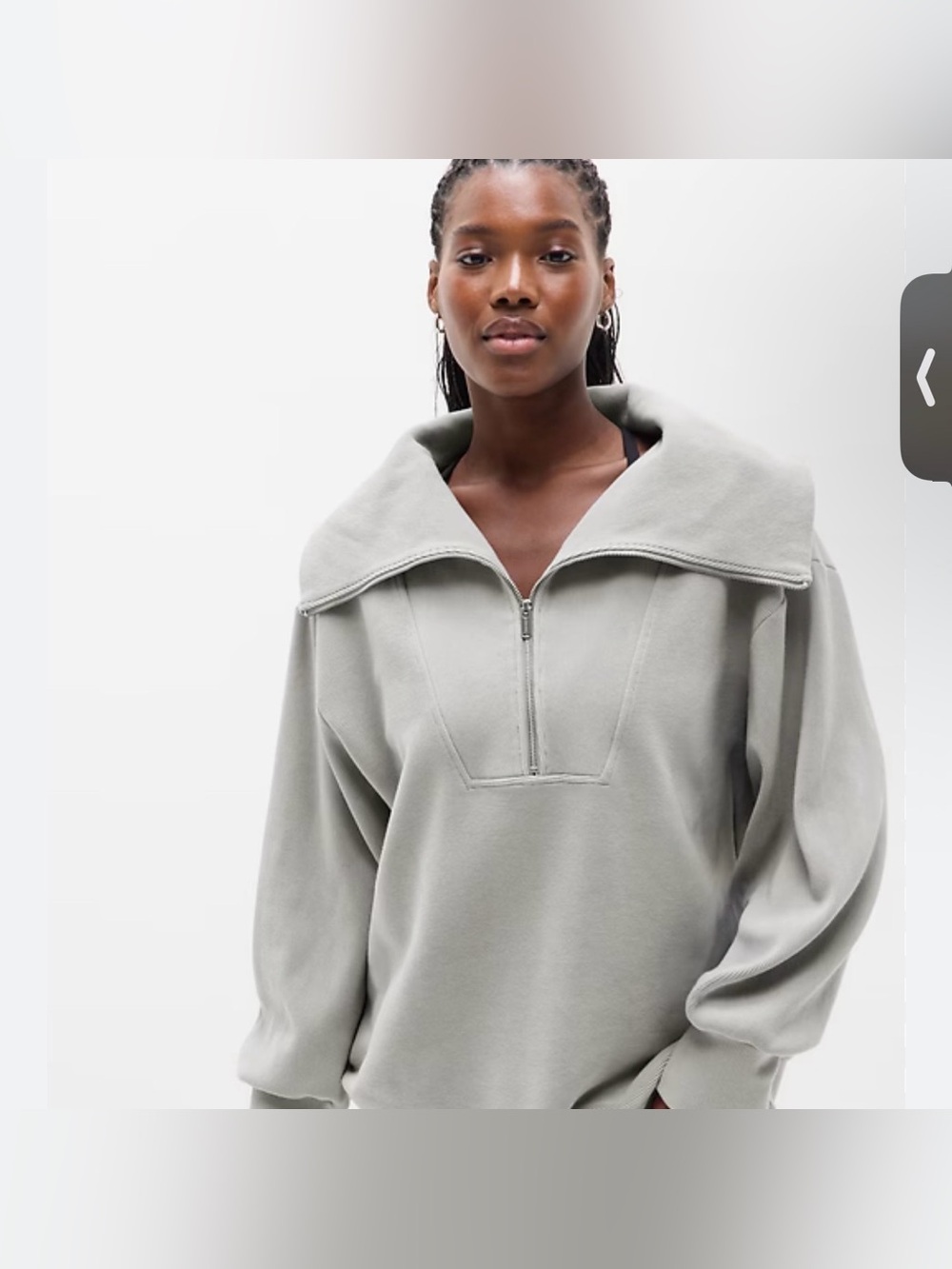 Athleta Light Gray Ribbed Half-Zip Pullover